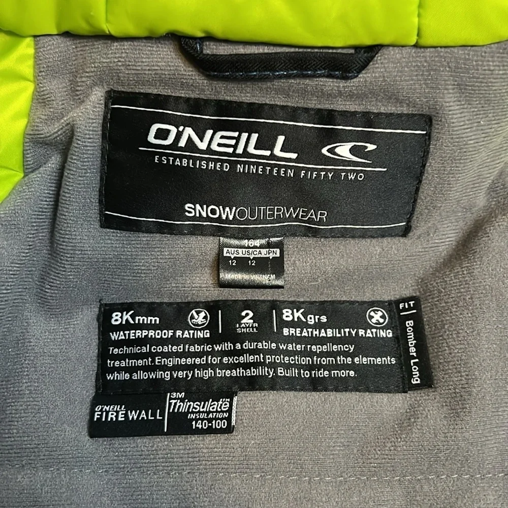 O’Neill Youth Baller Snow Board Jacket Blue Wing Teal Size 12